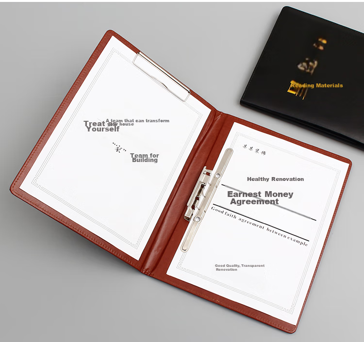 Xuchenwenju Black Blank A4 File Folder, Presentation Folder, Leather Cover, Document Holder, Double-Clasp Folding Board, Secretary And Manager Contract Folder, Meeting Report Folder, Contract Document Folder, Customizable 11