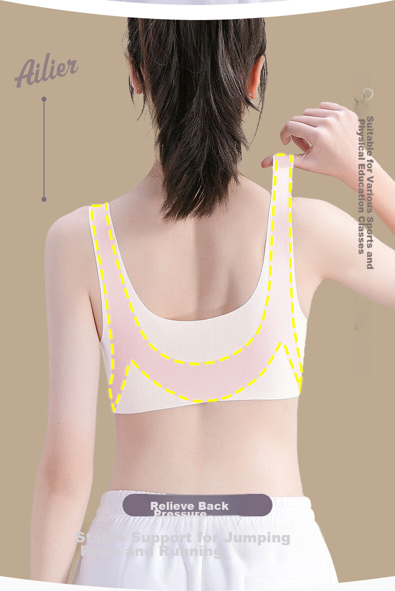 Ailier&ouluola Girls' Underwear for Middle School Students Aged 12-16 And High School Students in Puberty Stage Two, High School Bra Vest M 4