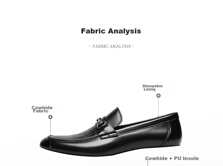 Goldlion Men's Leather Shoes, Loafers, Fashionable And Comfortable Slip-On Business Casual Shoes, 58013089501A, Black, Size 37 11