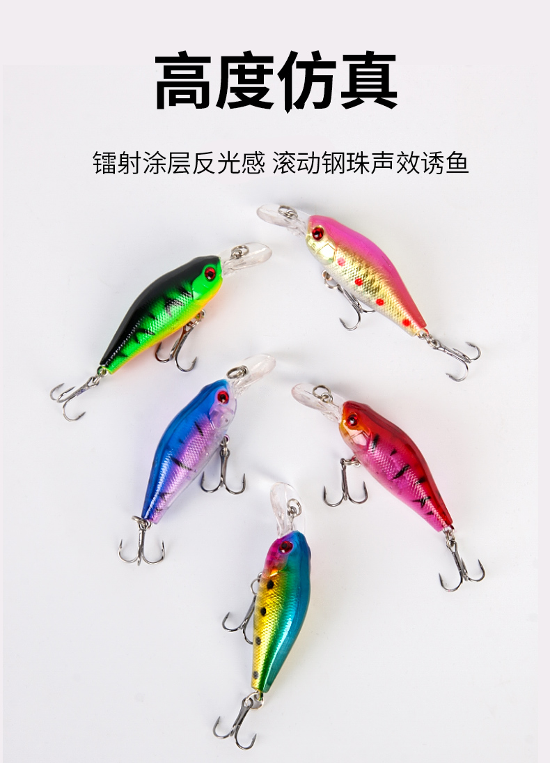 Xionghuo Lure Minnow Artificial Bait, 5 Pieces, 8g Slow Sinking Floating Minnow Set, Freshwater And Saltwater Realistic Fish-Like Bait 2