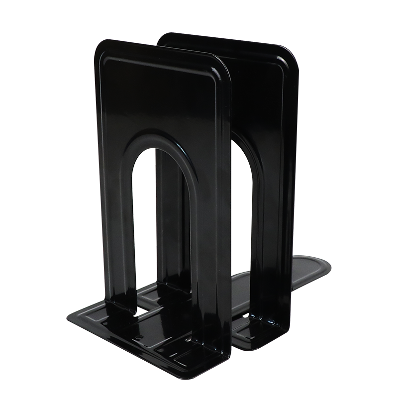 Befon Metal Iron Bookend, 6.6 Inches, Book Holder for Office, Student Dormitory, Thickened, Non-Slip, Black, 2 Pieces