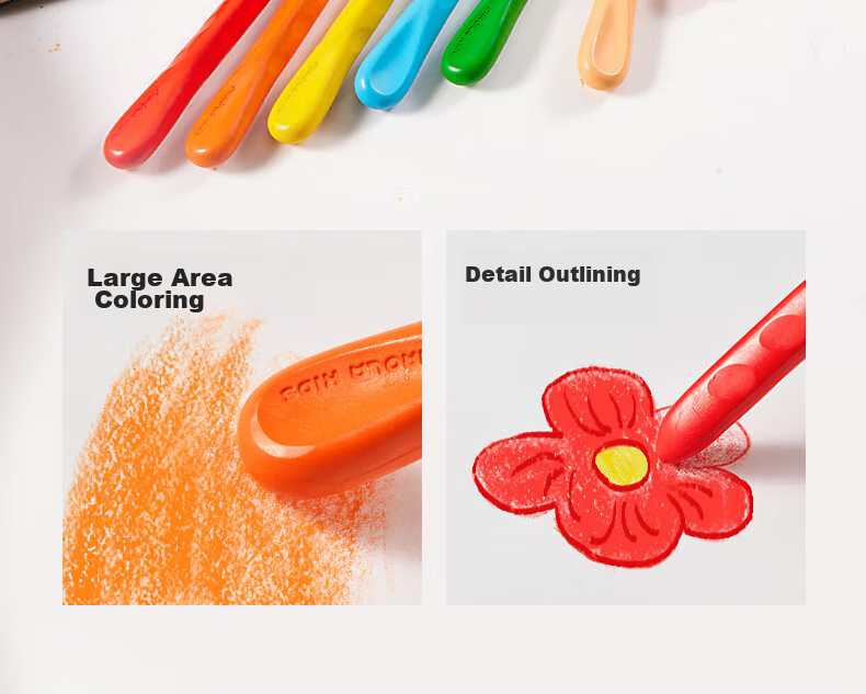 Meiletongnian [Best-Selling Product] Beeswax Crayons, 24 Colors, Non-Staining, Non-Toxic, Specialized Children's Drawing Tools, Grip Control Oil Pastels, Colorful Sticks, Washable Drawing Pencils Set, Art Education Tools 23