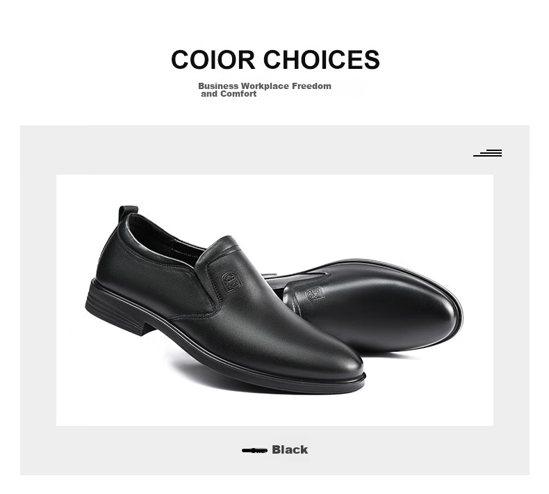LAORENTOU Men's Leather Shoes, Top-Grain Cowhide Slip-On Business Casual Shoes Driving Shoes Loafers for Men A30305 Black 43 8