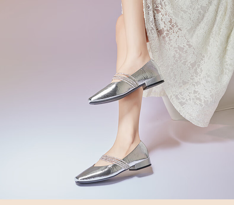 LAORENTOU Women's Single Shoes, Evening Wind Shoes, Mary Jane Heel, Elegant Rhinestone Chunky Heel, Fashionable Women's Shoes, LB15538, Beige, Size 35 11