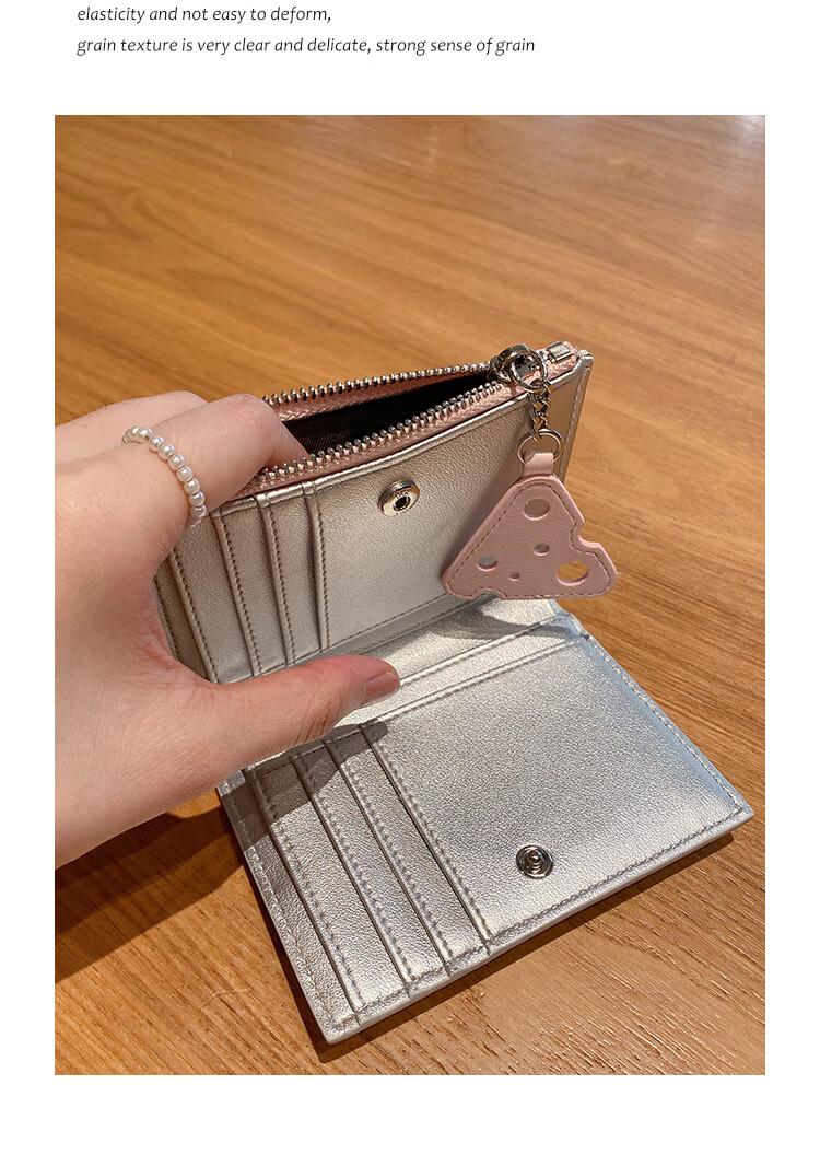 Toutou Coin Purse, Woven Storage Card Holder, Multi-Card Slots, Large Bill Clip, Silver Clutch, Gift for Girls And Best Friends, Travel And Birthday Present 11