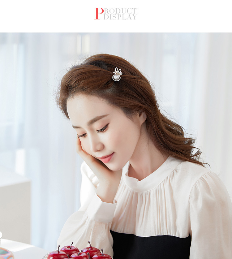CHIMERA Korean-Style Simple Hair Clip, Fashionable Hairpin, Cute Rhinestone Rabbit Bangs Clip, Small Hair Claw for Women, Mid-Autumn Festival Gift 9