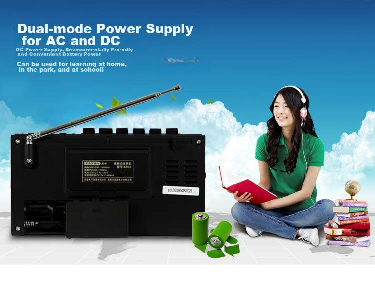PANDA 6503 Portable Cassette Player, USB Flash Drive, Memory Card Player for Elderly, Tape Recorder, Home English Learning Device, Black 6