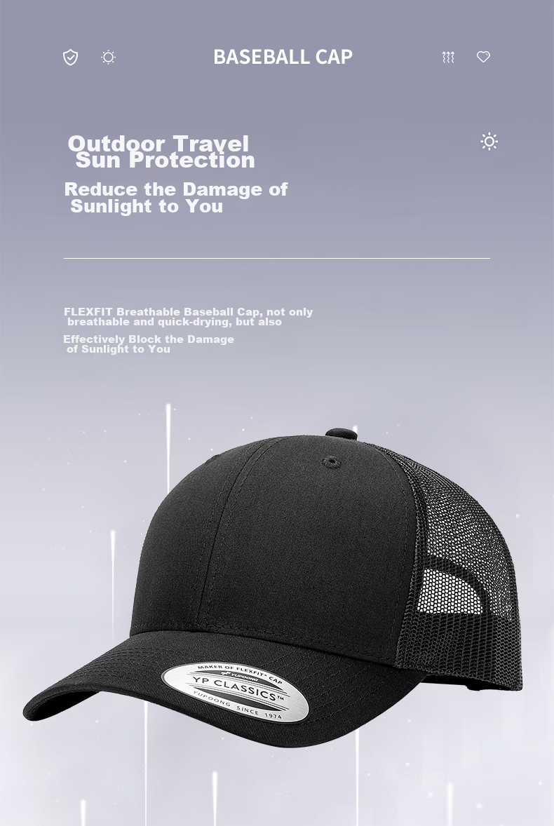 FLEXFIT Men's Mesh Baseball Cap, Spring And Summer Sun Protection Hat, Adjustable Truck Driver Visor Cap, One Size Fits All 8