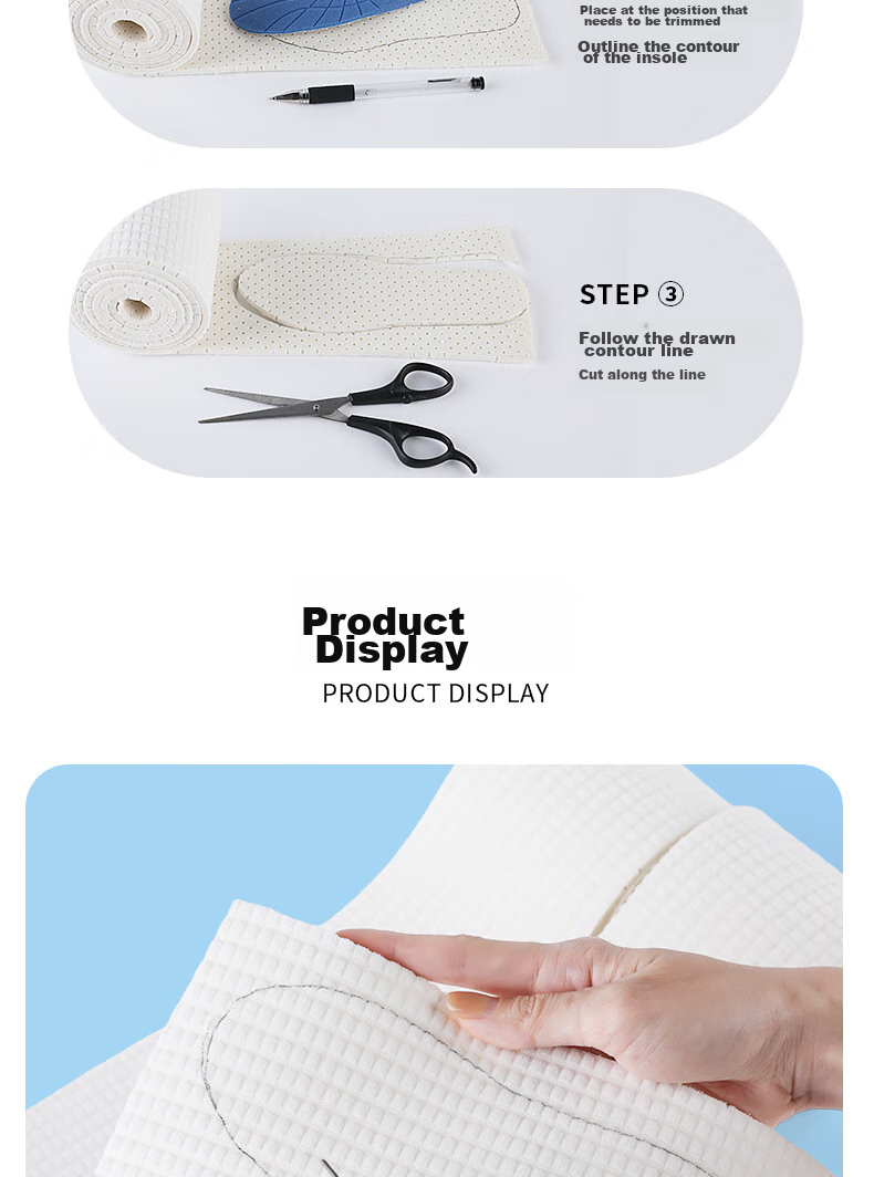FOOTOPPO Latex Children's Shoe Insoles, Cuttable Thin Style, for Boys And Girls, Breathable Sports Basketball Shoes, Thin Insoles 15