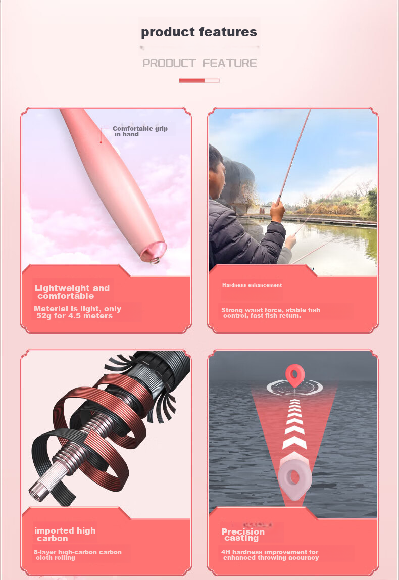 SIMAGO Ximan Du Fishing Rod, Ultra-Light And Hard 4H, for Wild Fishing Carp, Platform Fishing Rod, Carbon Fiber Hand Rod, Yingyu Small All-Purpose Rod, 6.3 Meters 2