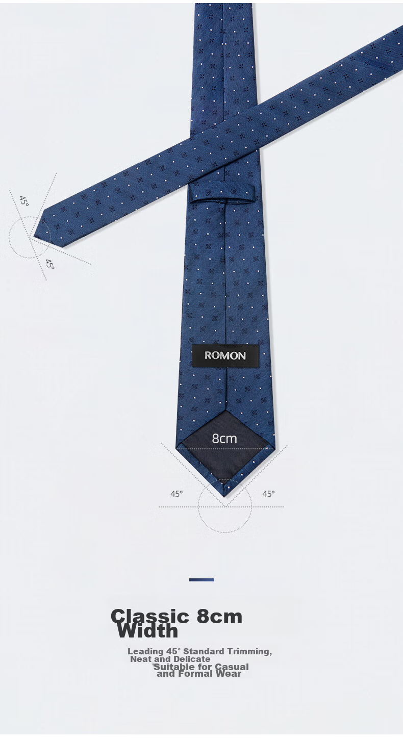 Luomeng Silk Tie for Men, Business Formal Wear, Korean Style, Solid Color, 8cm Hand-Tied Bow, Work And Wedding Tie, Gift Box Set 7