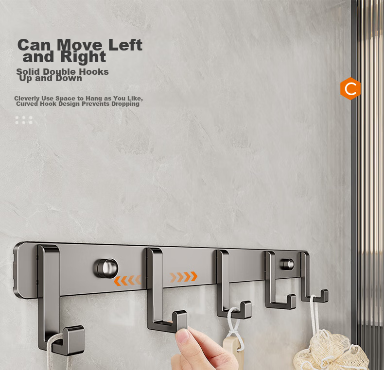 Cobbe Space Aluminum Bathroom Towel Rack No-Drill Towel Holder Bathroom Storage Shelf Towel Bar Bathroom Accessories Set 26