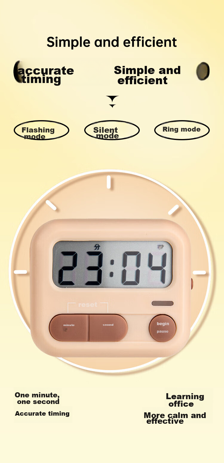 COMIX Student Timer, Children's Electronic Timer, Kitchen And Restaurant Timing Tool Alarm Clock, Magnetic Kitchen Baking Countdown Children's Gift, XS-2 Pink 5