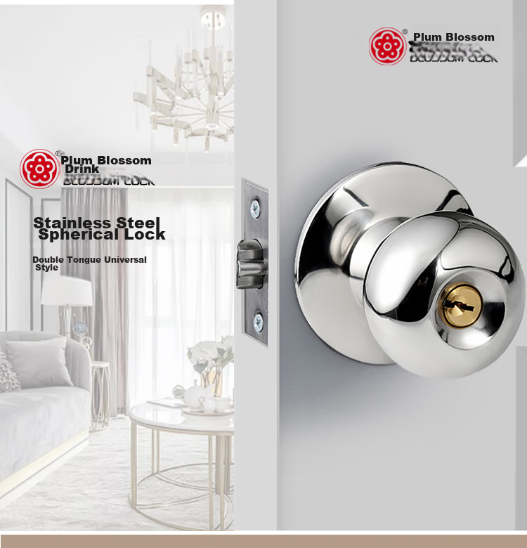BLOSSOM Spherical Lock Stainless Steel Ball Lock Interior Door Lock Wooden Door Lock Bathroom Door Lock 5791 Silver 1