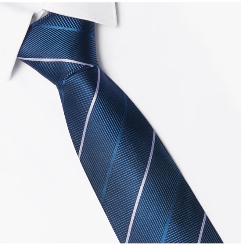 Luomeng Men's Business Necktie, 8cm No-Tie Striped Wedding Zipper Tie, Gift for Husband Or Boyfriend, Navy Blue, Gift Box Packaging 12