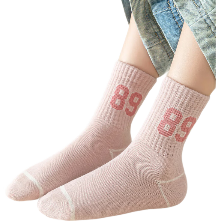 MiiOW Children's Socks for Girls, [Soft And Comfortable Cotton + Versatile], Mid-Calf Socks, Casual Cotton Socks for Baby Girls in Puberty