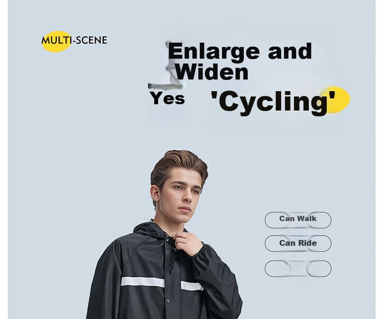 Cheguimu Electric Bicycle Raincoat, Single-Person One-Piece, for Electric Scooters And Bicycles, Riding Rain Poncho, Enlarged And Thickened, Storm-Proof Raincoat 43