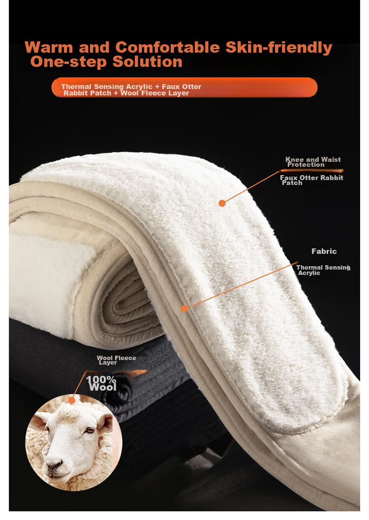 LangSha Wool Pants, Warm Men's Thick Fleece-Lined Knee Protection, High Elasticity, for Middle-Aged And Elderly, Northeast Cold-Proof Cotton Pants for Outdoor Wear in Winter 7