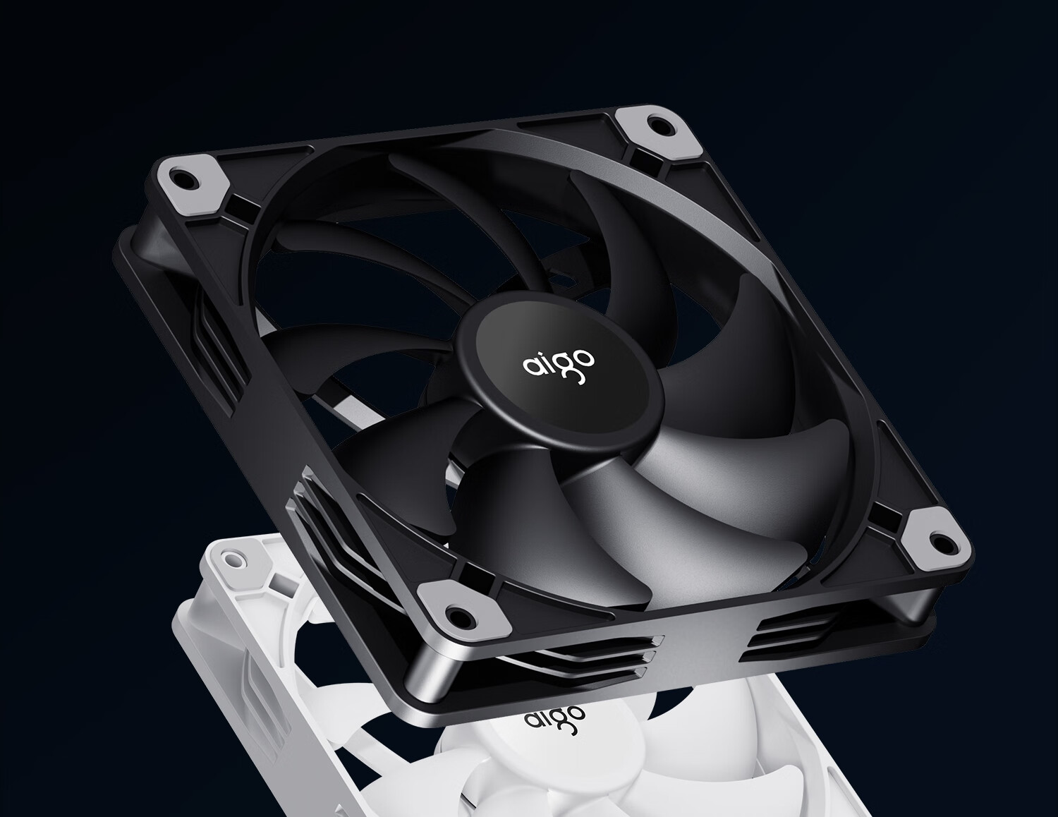 Aigo Aurora Z13 PRO Black Straight Blade ARGB 5v 3-Pin Motherboard Sync Computer Case Fan 12CM/PWM Temperature Control/Unlimited Mirror 2