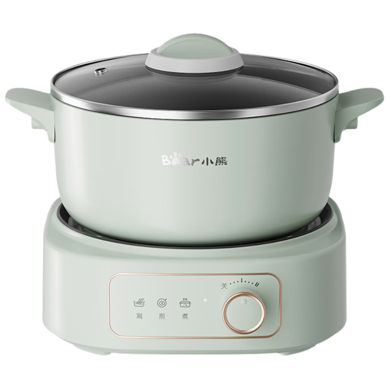 Bear Split Electric Cooking Pot, Small 1-2 Person Electric Hot Pot, Electric Heating Pot, Small Hot Pot, Non-Stick Coating, Household Multi-Functional Electric Wok, DHG-D25R6