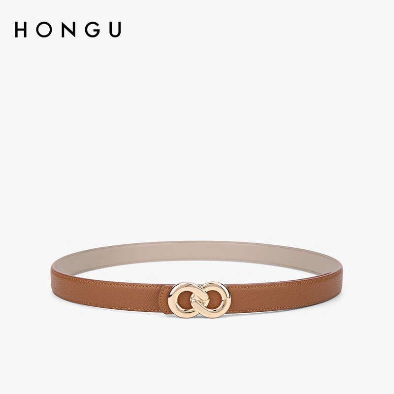 HONGU Women's Belt, Cowhide Waistband, Slim Waist Belt, Trendy Leather Strap, Birthday Gift for Girlfriend