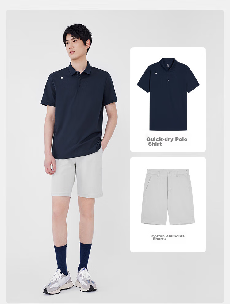 JD Original [Lightning Quick-Dry] Men's Short-Sleeve Polo Shirt, Men's T-Shirt, Men's Clothing, Navy Blue, M 14