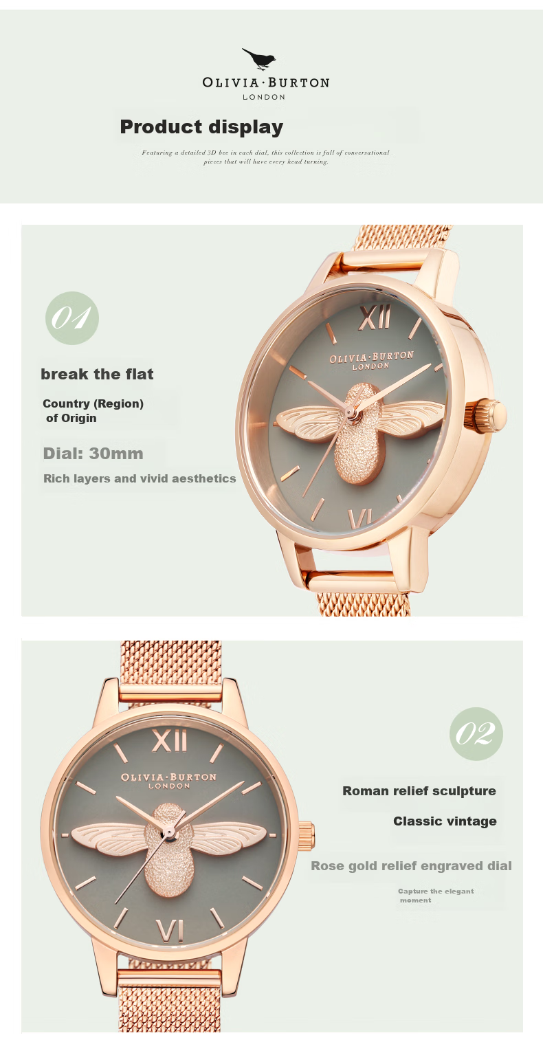 OLIVIA BURTON Women's Watch, Ob Self-Operated Little Bee, European And American Fashion, Birthday And Mid-Autumn Festival Gift for Girlfriend, OB16EX116 7
