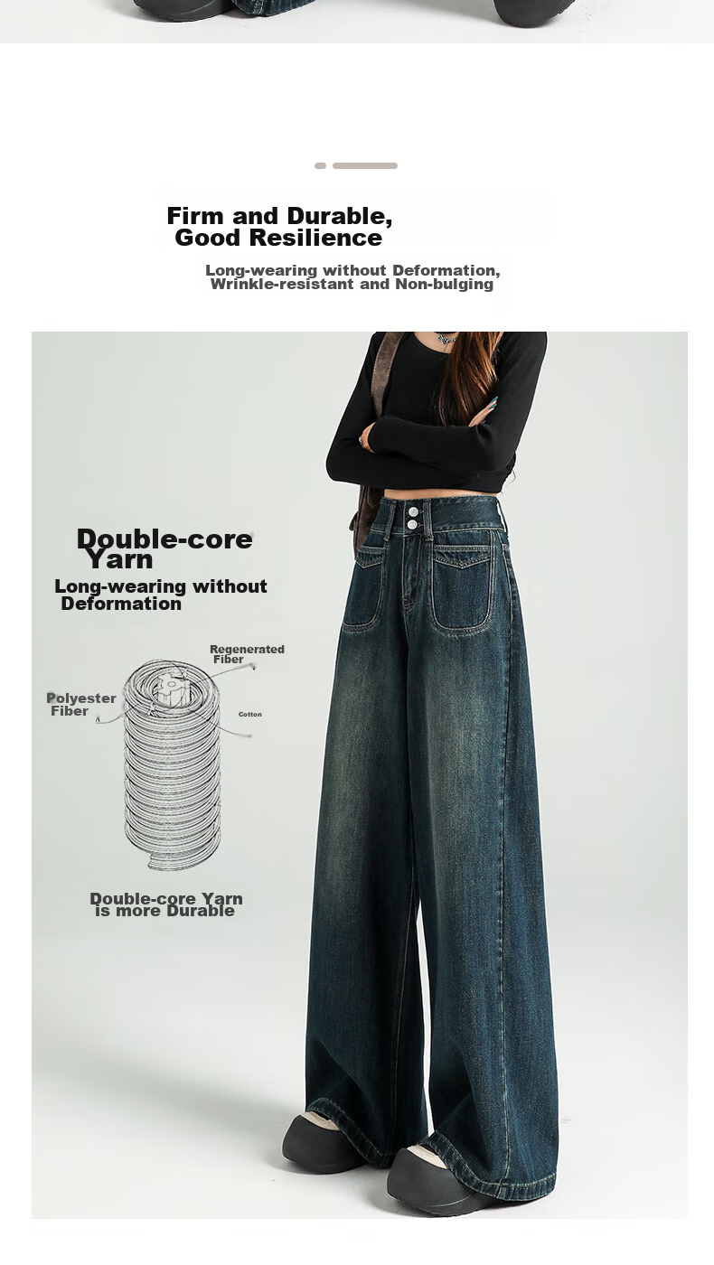 Ziyouxi Wide-Leg Jeans for Women, Autumn 2025 New Style, High-Waisted Slimming Loose-Fitting Draping Casual Straight-Leg Pants 6