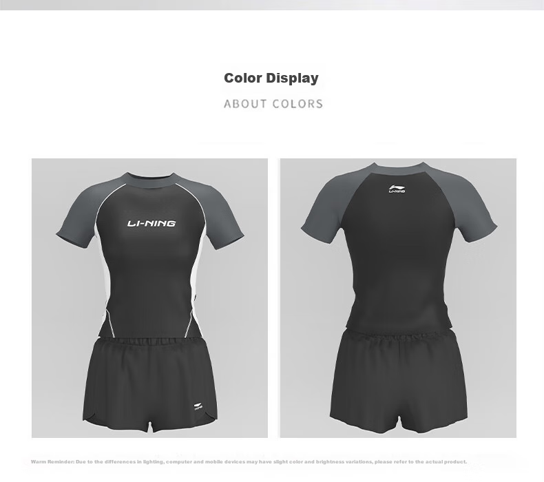 Li-Ning Women's Swimsuit, Fashionable Casual Two-Piece Boyshort Swimwear, Slim-Fit Hot Spring Bathing Suit 548 Black And White M 8