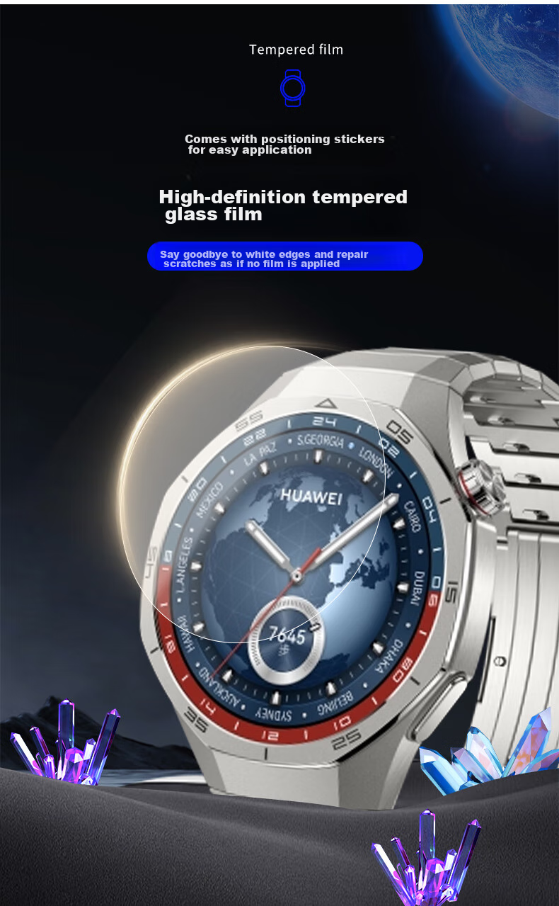 LANGLING [2 Pieces - 42MM] Screen Protector for Huawei Watch GT5Pro, Tempered Glass Film for Full Screen, Shatterproof, Scratch-Resistant, Wear-Resistant Front Film 2