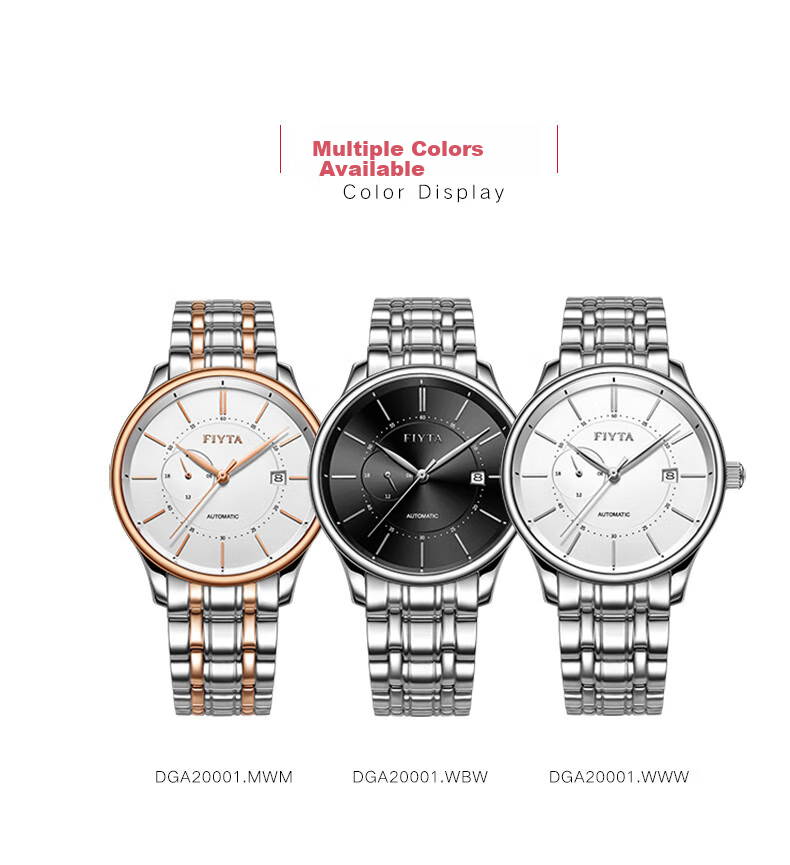 FIYTA Classic Series Calendar White Dial Steel Strap Automatic Mechanical Men's Business Watch Holiday Gift for Men 10