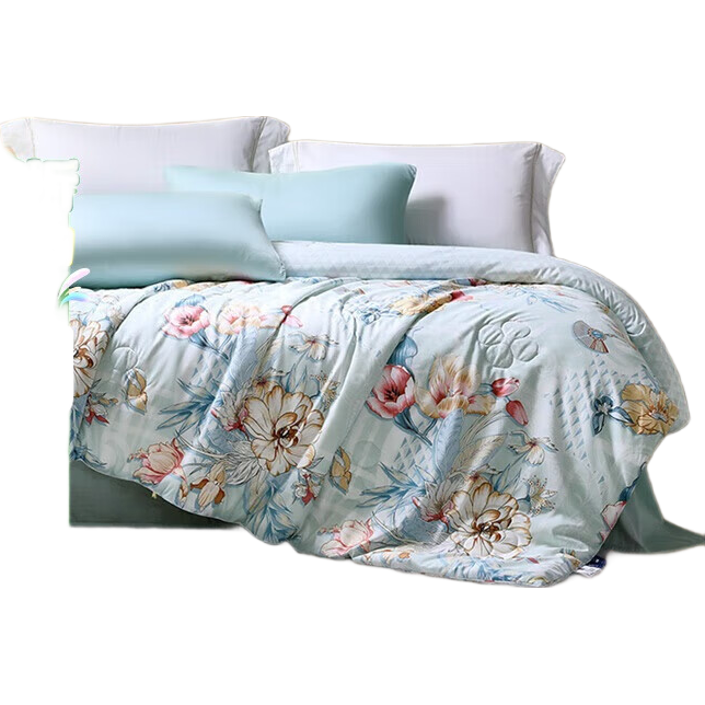 FUANNA Silk Comforter, 100% Mulberry Silk Spring And Autumn Quilt, Antibacterial All-Season Duvet, Single Air Conditioning Quilt Insert, 2.8 Jin (1.4 Kg), 152*210cm