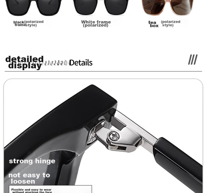 HB Polarized Sunglasses - 1758 Square Frame, Unisex Sun Protection, Face-Slimming Effect, for Driving And Car Use, GM Sunglasses 4