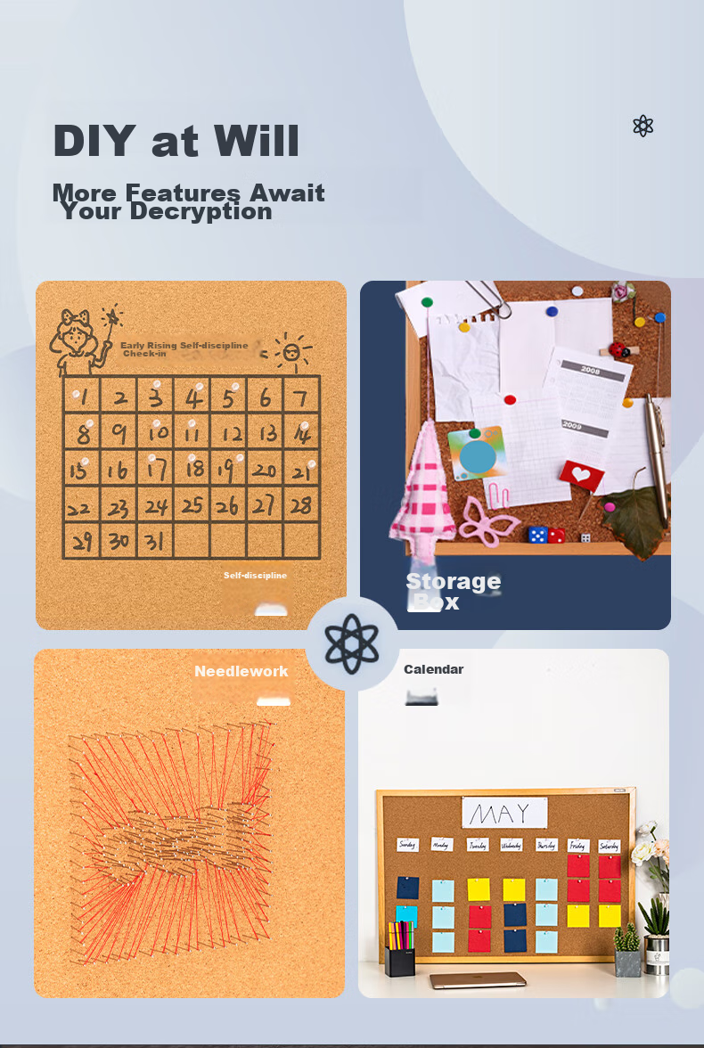 Deli 40*60cm Whiteboard Cork Board Wall/Message Board/Home Memo Board/Photo Wall Board Home Dormitory Message Board (Wood Frame, Pin Message) 8762 7