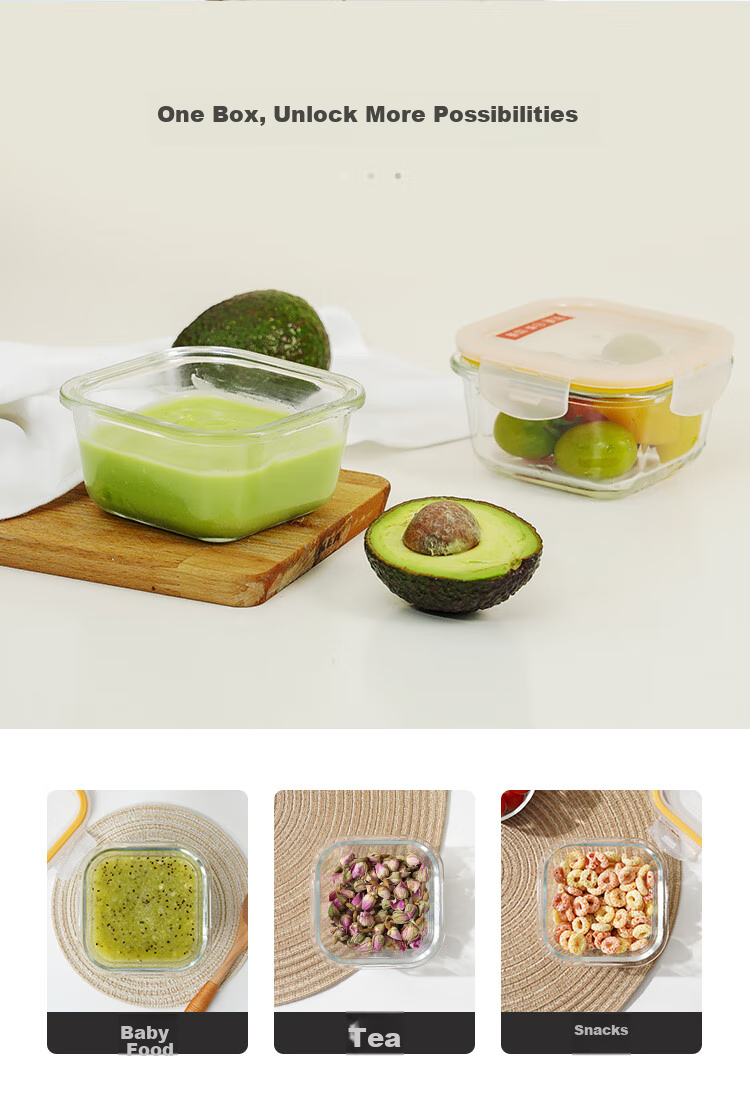 LOCK&LOCK Baby Heat-Resistant Glass Food Container, Infant And Child Feeding Bowl, Freezable And Fresh-Keeping Box, 300ML*2, Blue Square Shape 6
