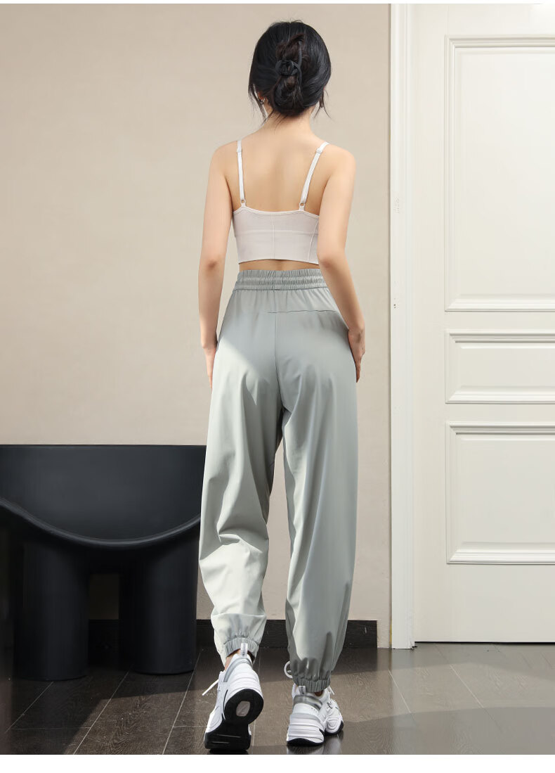 LangSha Sun Protection Ice Silk Pants for Women, Summer Cool-Feeling Ankle-Tied Casual Trousers, Loose-Fitting Slimming Lightweight Breathable Quick-Dry Sports Pants 11