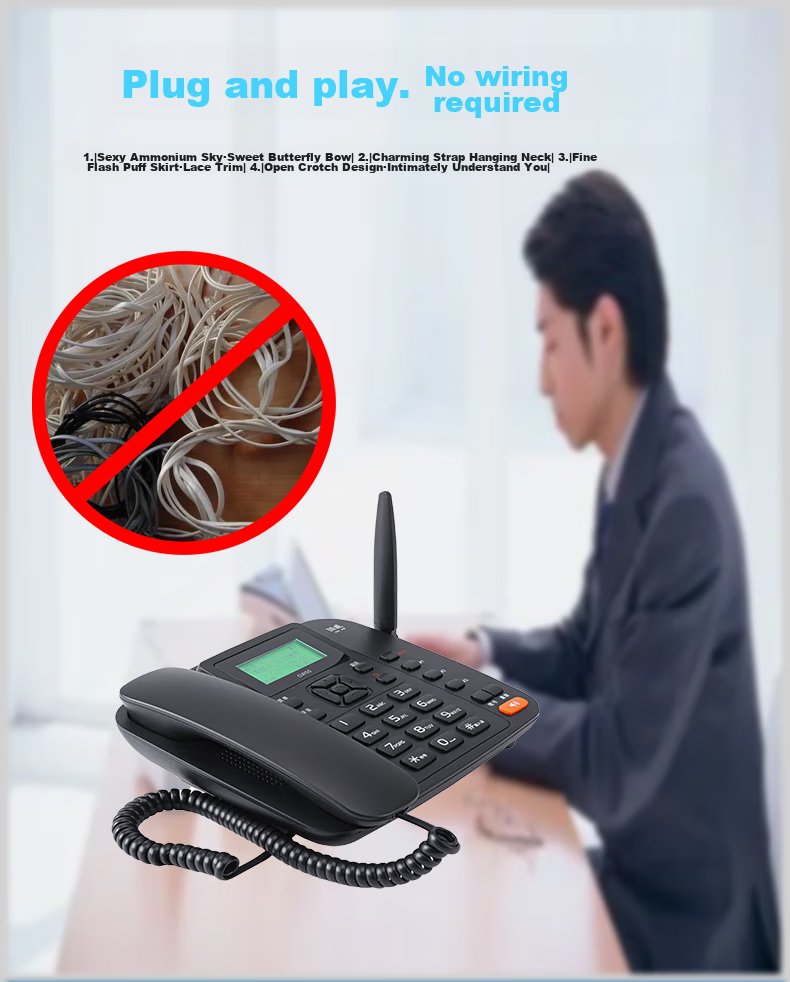 Guowei GW50 All-Network 4G5G Wireless SIM Card Telephone with Recording Function, Compatible with China Mobile, China Unicom, China Telecom And Cable TV Networks, Office And Home Use, Telemarketing, Landline Phone, Black 4