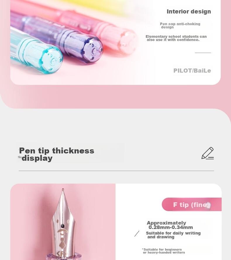 PILOT Kakuno Smiley Family Series Fountain Pen for Primary School Students Grades 3-6 with Replaceable Ink Cartridges, Calligraphy Practice Fountain Pen for Children, Mom's Edition M Nib Transparent Red 6