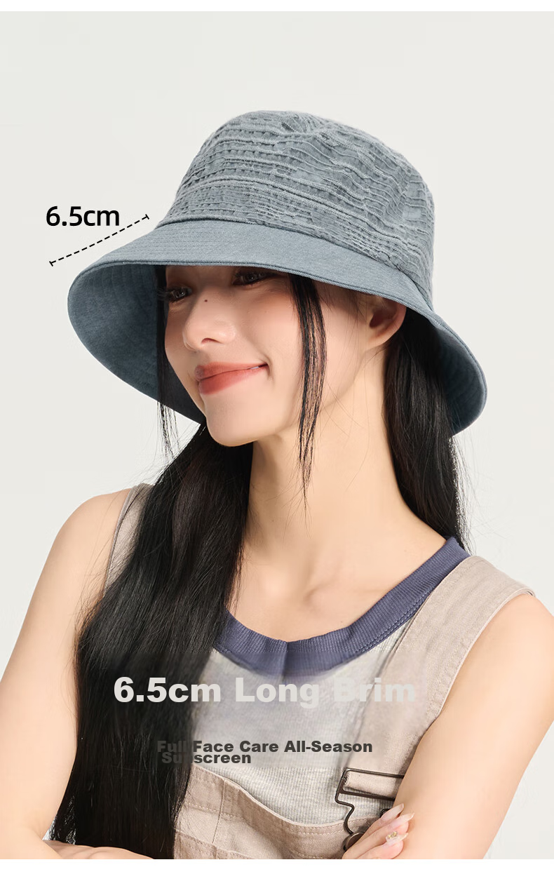 CACUSS Women's Sun Hat Spring Summer Colorblock Wide Brim Face Slimming Outdoor Bucket Hat Beige 6