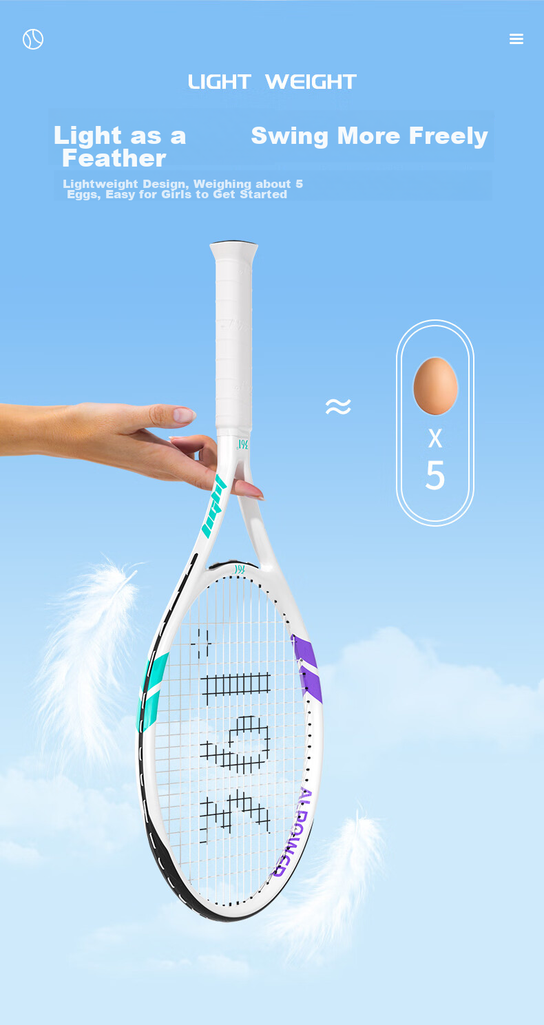 361° Tennis Racket for Men And Women Beginners, Professional Carbon Composite Single Racket with String, Rebound Training Set 5