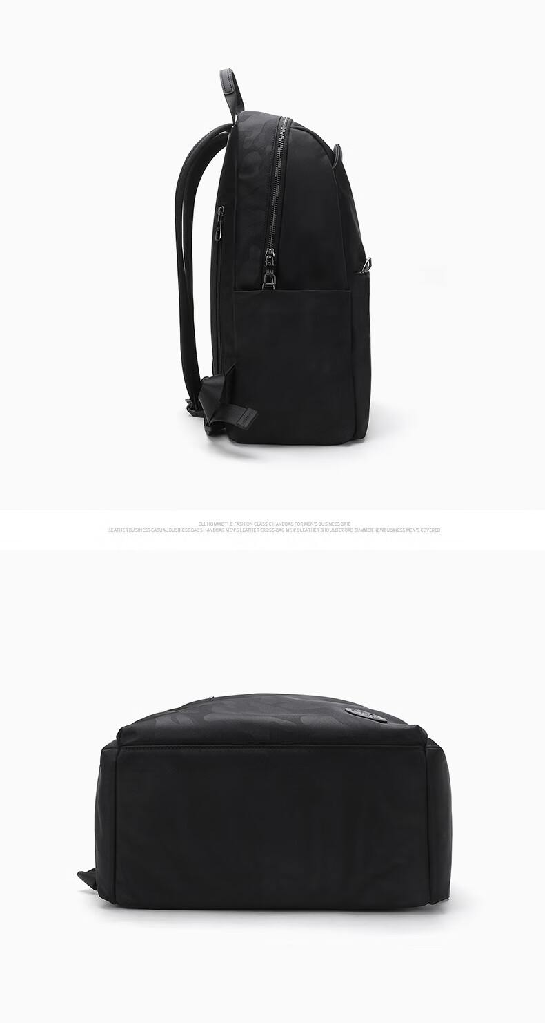 ELLE HOMME Men's Backpack, Large Capacity, Trendy Camouflage Fabric Backpack for Men, Fashionable Casual Laptop Bag, 00860 Black 9
