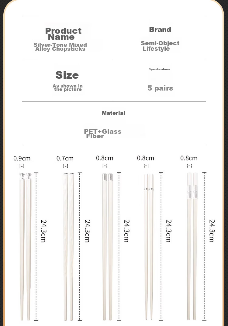 Banwu Life Premium Alloy Chopsticks Non-Slip Heat-Resistant Household Individual Anti-Mold Antibacterial Personal Chopsticks 7