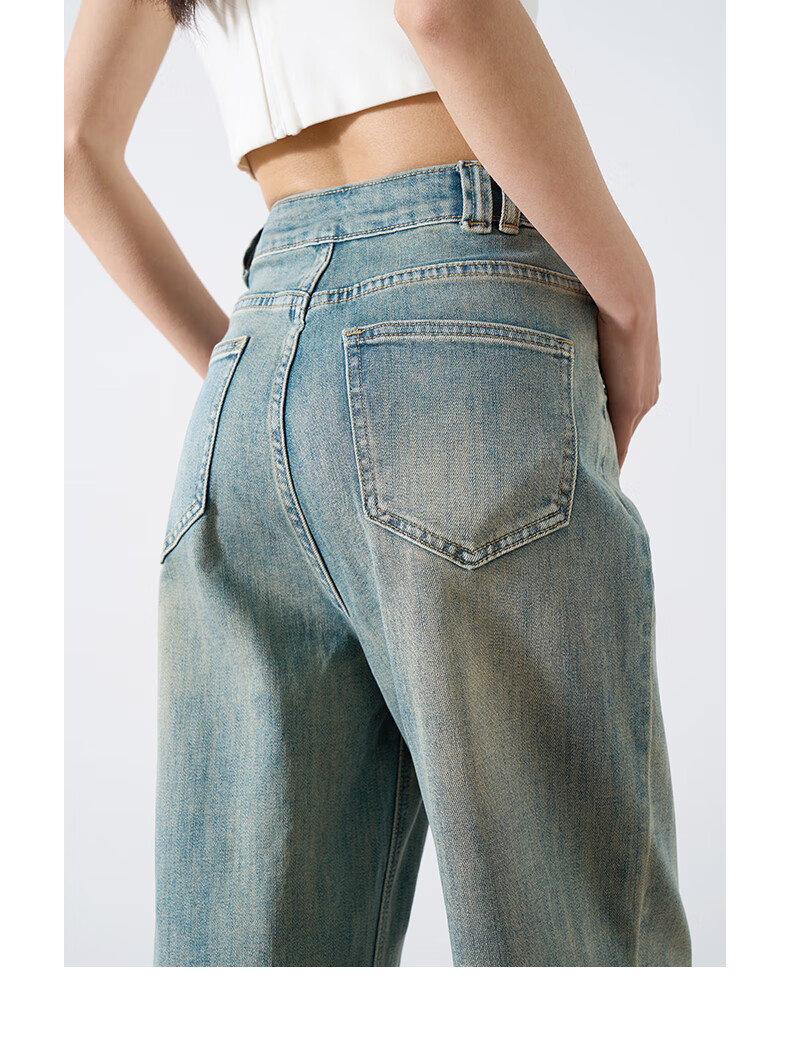 Oulain Casual Versatile Jeans for Women, Autumn Comfortable Retro Cropped Dad Pants, Denim Blue, XL 5