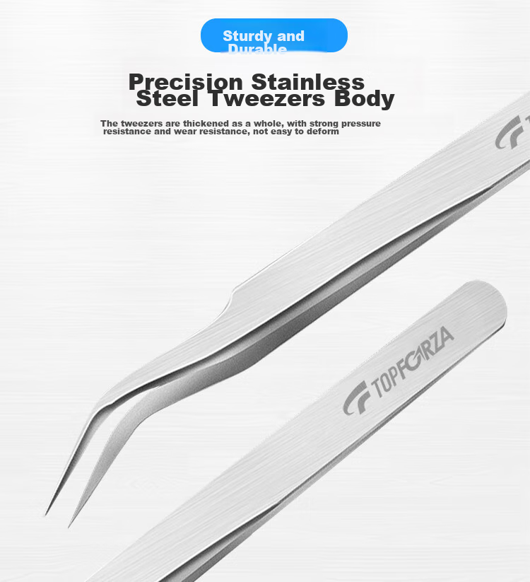 TOPFORZA TZ-4511, Pointed Tip, Bent Tip, Flat Tip, And Flat Head Professional Precision Tweezers Set, Pry Bar Tool Kit, 10-Piece Set 6