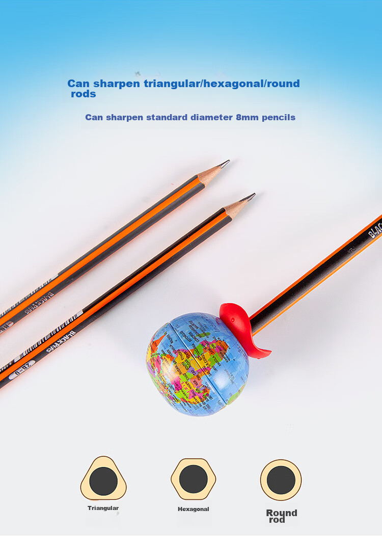 Maped Earth Globe Pencil Sharpener with Single Hole, Children's Manual Pencil Sharpener, Cartoon Small Pencil Sharpener for Elementary School Students, Stationery Gift 051110CH 8