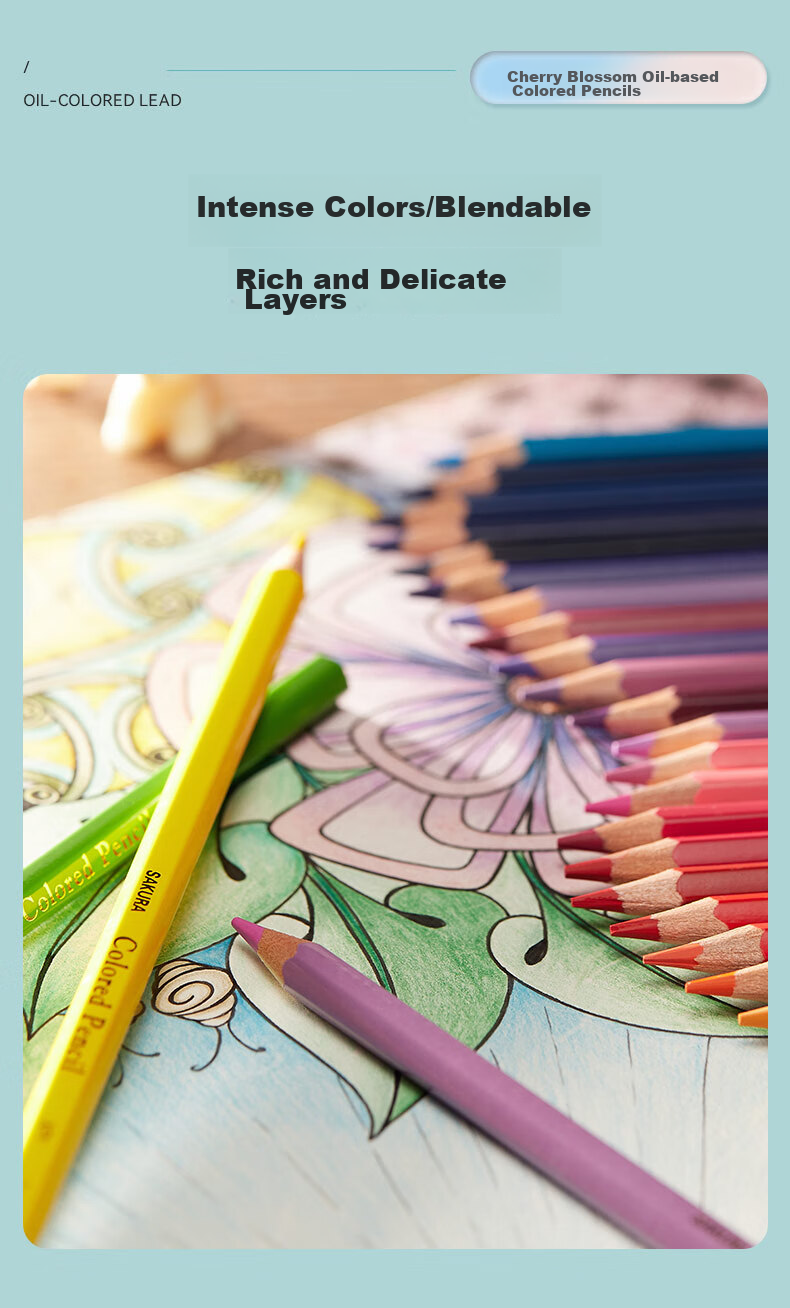 SAKURA [Mid-Autumn Festival Gift] ReCoupy Full Core Non-Wood Colored Pencil Set for Beginners, Drawing Sketching Hand-Drawn Coloring Card Crayon Set Gift 10