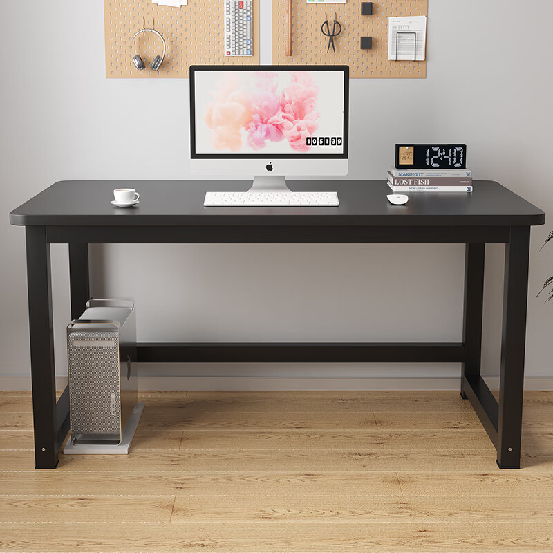 KULIN Computer Desk Home Desktop Writing Table for Bedroom And Living Room, Simple Office Study Desk, Black 1.2 Meters