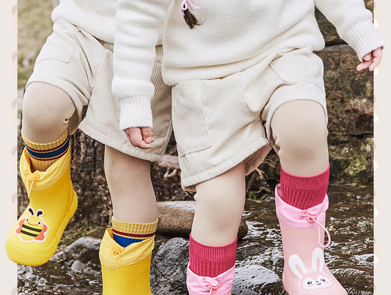 Moremerry Children's Rain Boots for Boys And Girls, Waterproof 3D Baby Elastic Cuff Non-Slip Wear-Resistant Cartoon Water Shoes, Elegant White, Size 20 2