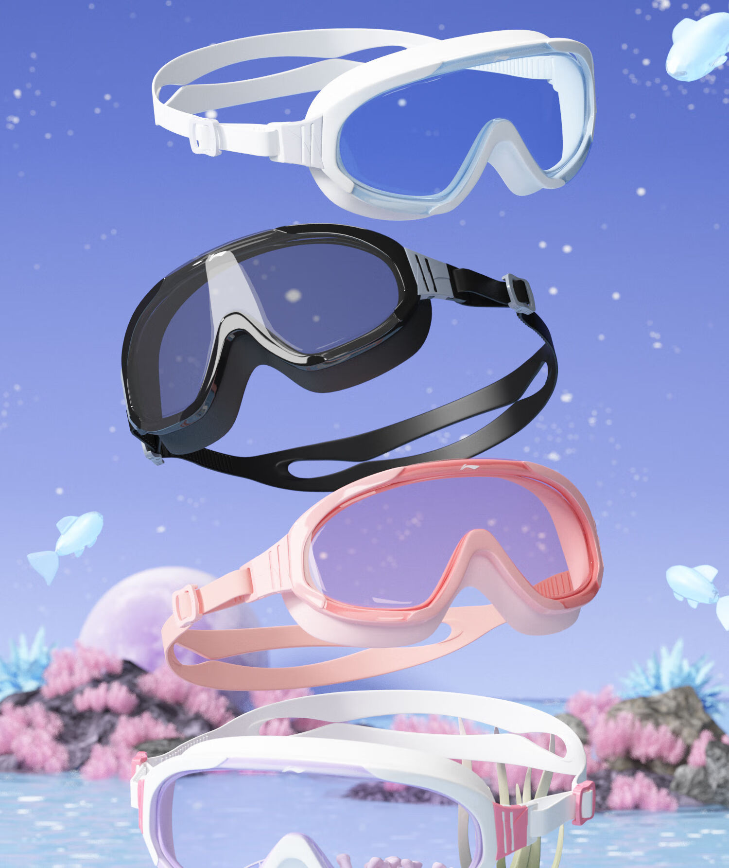 Li-Ning Swimming Goggles for Men And Women, Adult Large Frame, High Definition Anti-Fog Comfortable Waterproof Swimming Glasses, Professional Diving Equipment, 533-2 1