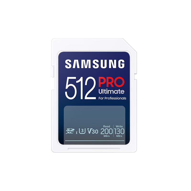 SAMSUNG 512GB SD Memory Card, Ultra-High PRO Deep Blue Card, U3 V30 Professional-Grade SD Camera Card, Supports 4K High-Speed Continuous Shooting, Read Speed 200MB/s Write Speed 130MB/s